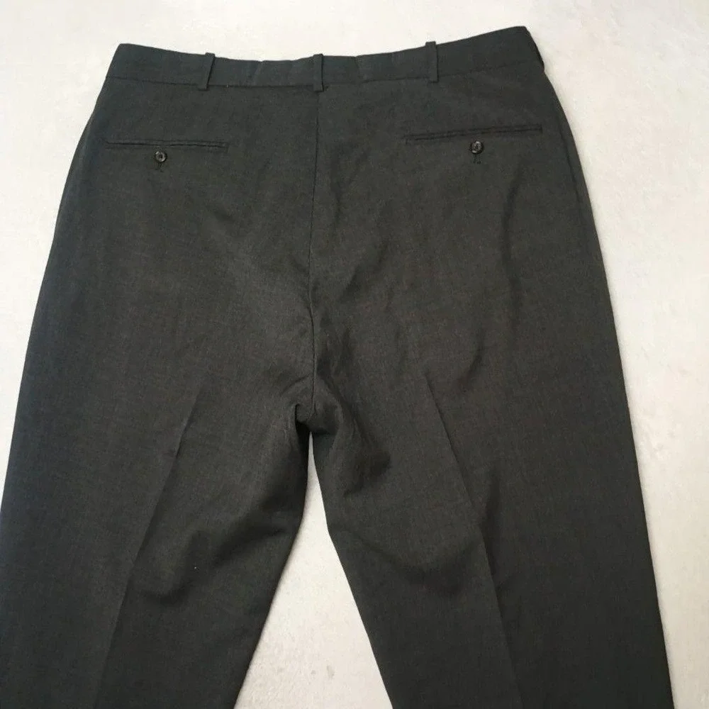 Polo Ralph Lauren Pants Men 36x28 Gray Dress Wool Cuffed Lined Flat Front Hole